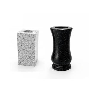 Vase en granit Heritage pour pierre tombale de cimetière, 28 cm, rond, en pierre noire, durable, décoration commémorative pour tombes - Product Image 1