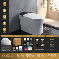 Comara Siège de toilette intelligent haut de gamme en céramique allongé avec télécommande, désodorisation automatique, chauffage, siphon en P au sol