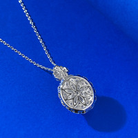 S925 Silber eingelegte Natur schaum Jade High Ice 8*10mm eiförmige Chalkon Anhänger Blumen Design Halskette
