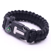 Gelang Multi-Alat 5-in-1 Tahan Lama Portabel Tahan Air Tahan Guncangan Bercahaya Kompas Kemah Perlengkapan Darurat untuk Hiking dan Perjalanan