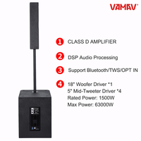 VANAV Bocinas NOVA XPECTRA 1500 Altavoz de Columna Profesional Audio Activo De Madera 1500W RMS 3000W PEAK 18" Subwoofer Alta