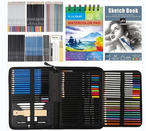 Nghệ thuật Nguồn cung cấp chuyên nghiệp OEM 74 cái 72 màu kim loại màu nước than bút chì với <span class=keywords><strong>2</strong></span> miếng đệm trong nylon trường hợp cho vẽ - Product Image 2