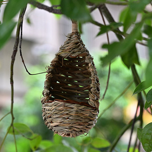 Nid d'oiseau en paille tissé à la main, forme irrégulière, ornement de jardin suspendu pour usage extérieur, taille moyenne - Product Image 3
