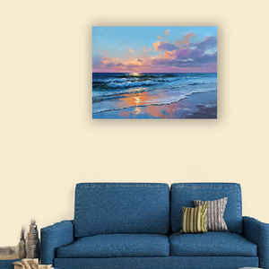 Abstrait bleu paysage 3D fait à la main mur Art peint à la main paysage marin peinture taille personnalisée peinture à l'huile sur toile - Product Image 2