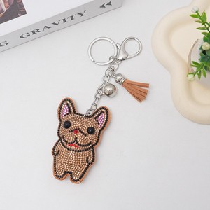 Bling strass chien porte-clés mignon petit cadeau paillettes gommeux diamant cristal bouledogue français Animal gland voiture porte-clés - Product Image 6