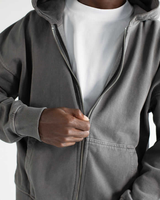 Sweat à capuche zippé personnalisé pour homme, 100% coton, coupe oversize ample, effet vieilli délavé, style streetwear urbain