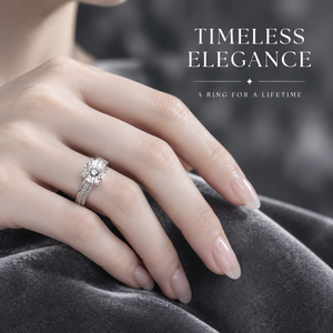 1 Carat Round Brilliant Cut Moissanite <b>Solitaire</b> <b>Ring</b> for Women S925 Sterling <b>Silver</b> 14K White Gold Plated Double Row Paved - Product Image 6
