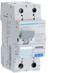 Hager Afa806h RCBO 1P+N 6A Tipo A 300mA Curva C 4500A per Protezione Elettrica - Product Image 1