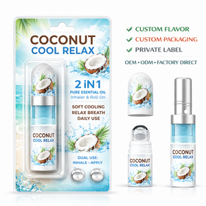 OEM 2 en 1 Inhalateur Nasal à la Noix de Coco et Bâtonnet Aromatique Rafraîchissant Léger, <span class=keywords><strong>Huile</strong></span> <span class=keywords><strong>Essentielle</strong></span> Roll-on Portable à Double Usage pour la Respiration et la Relaxation - Product Image 1