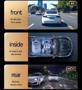 กล้องติดรถยนต์ระบบ IPS 4K + 2K พร้อมกล้องบันทึกกลางคืนบันทึกการจอดรถ BSD + ADAS รับประกัน1ปี - Product Image 2