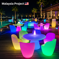 COOLQING Chaises de salon commerciales lumineuses et table lumineuse pour bar, fête, soirée chicha, location de mobilier LED pour boîte de nuit