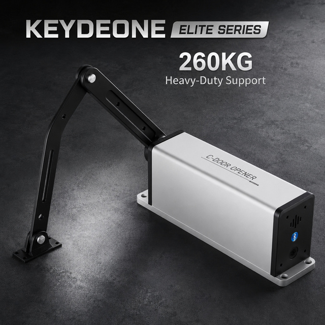 KEYDEONE Light Duty Articulated Arm Swing Gate Opener Brushless DC Motor 433MHz Remote Key Card Quick Exterior Park