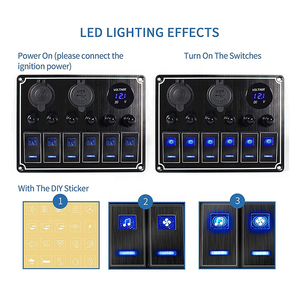 Panneau de commutation à bascule LED personnalisable en aluminium étanche 12V/24V 6 gangues avec USB pour voiture, bateau, camping-car, <span class=keywords><strong>caravane</strong></span> - Product Image 5