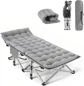Lit de camping pliable portable pour adultes avec matelas pour la sieste à la maison, au bureau, en plein air, la randonnée, la pêche - Product Image 1