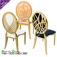 Chaises de salle à manger empilables de luxe modernes, blanches et dorées, pour location événementielle, chaises de mariage à dossier haut en acier inoxydable – Offre Spéciale
