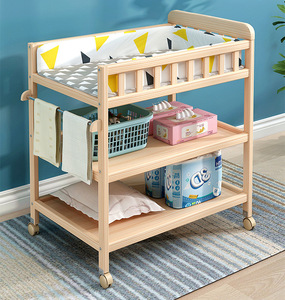 Solid Wood Multi-function Baby Changing Table with Massage Bathing and Newborn Bed Features - Product Image 1