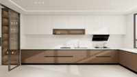 Ensemble d'armoires de cuisine modulaires, rangement intelligent, bois massif de luxe, style moderne, prêt à assembler, armoires de cuisine personnalisées