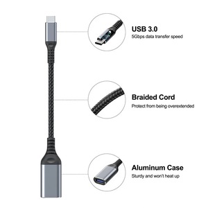 스마트 폰 태블릿 노트북을위한 초고속 5Gbps <span class=keywords><strong>USB</strong></span> <span class=keywords><strong>C</strong></span> 3.1 남성 3.0 여성 OTG 어댑터 데이터 케이블 - Product Image 2