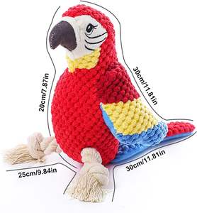Vendita calda interattivo peluche cane pappagallo giocattolo con Squeaker Crinkle uccello animale di peluche massaggiagengive per animali domestici - Product Image 6
