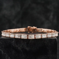 Pulsera Cubana de Moissanita de Lujo Chapada en Rodio de Plata 925, la Más Vendida, Diseñada para Mercados de Moda Premium, Calidad Excepcional