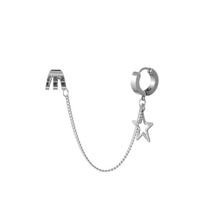 Qualité en gros personnalisé Hip Hop argent étoile chaîne charme oreille manchettes haute qualité en acier inoxydable boucles d'oreilles pour les filles - Product Image 4