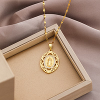 Collier ras de cou en chaîne avec pendentif religieux catholique en or plaqué, Vierge Marie, zircone cubique, Jésus, pour bijoux