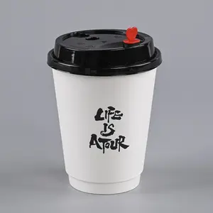 new custom printed logo factory wholesale hot coffee tea 8oz 12oz 16oz disposable takeaway paper cups with lid