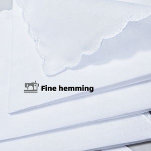 Grosir Massal Saputangan Persegi Bordir Tepi Bergelombang 11 inci, Lembut, Katun Putih Polos 60S untuk Pernikahan - Product Image 3