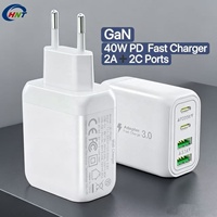 Chargeur universel HNT GaN 40W 4 ports à charge rapide PD QC3.0 2A2C, adaptateur secteur mural pour téléphone portable, multi-prises UK EU US