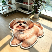 Tapis personnalisé en forme d'animal, tapis portrait de chien, tapis de forme irrégulière, paillasson en forme d'animal, tapis de sol en peluche pour animaux de compagnie