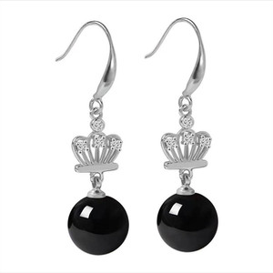 Sterling <b>Silver</b> Plated <b>Crown</b> Drop Earrings Green Chalcedony Women's Everyday Wear - Product Image 5