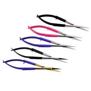 Tijera para recortar cejas con etiqueta privada, tijeras de resorte para manicura de punta recta, cuchillas afiladas finas, ligeras y fáciles de manejar - Product Image 1