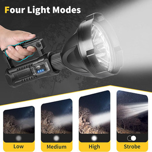 Công suất cao xách tay không thấm nước 4 chế độ cầm tay chiến thuật đèn pin tìm kiếm siêu sáng sạc LED Spotlight - Product Image 2