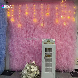 LEDA Nouvelle conception de draperie de mariage, toile de fond pour décoration de fête, rideau de fond rose et bleu pour fête de mariage - Product Image 2