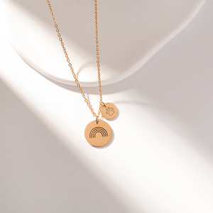 Collier pendentif en forme de pont arc-en-ciel, collier personnalisé avec lettres de chien, bijou cadeau ami, en or argent et Rose - Product Image 5