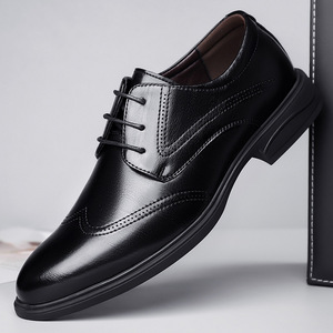 Chaussures habillées Brock Oxfords pour hommes en cuir véritable à bout pointu, à lacets, respirantes, pour mariage printanier - Product Image 1