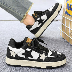 Zapatos de Baloncesto de Mezclilla para Hombre Maillard, con Punta Redonda, Cordones, Diseño de Estrella con Parches, Tendencia de Moda, Zapatos Casuales para Caminar - Product Image 5