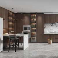 Meuble de cuisine modulaire en verre à grain de bois avec LED, charnières et panier de rangement, cadre en aluminium noir, meuble de rangement personnalisé