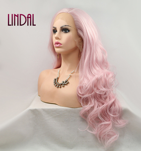LINDAL Perruques en cheveux synthétiques à haute teneur en fibres, <span class=keywords><strong>perruque</strong></span> 24 "<span class=keywords><strong>de</strong></span> cheveux synthétiques Cosplay pour femmes blanches et noires couleur <span class=keywords><strong>princesse</strong></span> rose - Product Image 2
