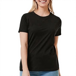 Camiseta Básica de Algodón para Mujer, Corte Ajustado, Cuello Redondo, Etiqueta Privada OEM, Suave y Elástica, Ropa Casual, Fabricante de Camisetas al por Mayor - Product Image 1