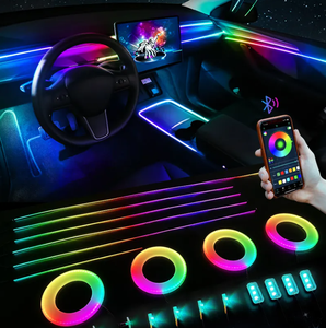 RGB multiwarna 18-in-1 <span class=keywords><strong>Kit</strong></span> lampu atmosfer mobil pintu/pijakan kaki/dasbor dengan aplikasi <span class=keywords><strong>Bluetooth</strong></span> & sinkronisasi simfoni plastik/akrilik - Product Image 3