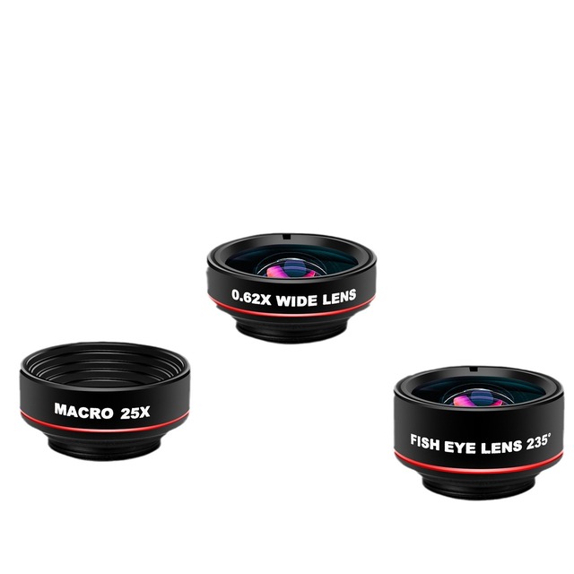 Multifunctional Mobile Phone Lens 3 in 1 Independent Wide Angle Macro Fisheye Camera Lens
