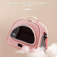 Sac de transport souple pour animaux de compagnie avec fenêtre transparente arquée, sac de voyage pour chat et chien à dôme supérieur avec ventilation en maille, sac à main portable rose
