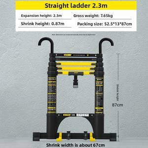 <span class=keywords><strong>Escalera</strong></span> Telescópica en A de Aleación de Aluminio Magdoli, <span class=keywords><strong>Escalera</strong></span> Plegable Multifuncional, <span class=keywords><strong>Escalera</strong></span> Elevadora con Unión de Bambú Antideslizante y Reforzada - Product Image 6