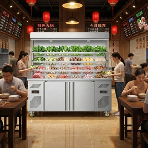 YINZHENG Vitrine Réfrigérée Commerciale à Triple Température pour Hot Pot Épicé, avec Rideau Nuit et Étagères - Product Image 1