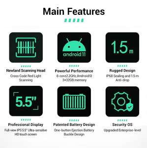 Hyatta Prix de Gros 5,5 Pouces 2024 IP68 PDA Téléphone Robuste <span class=keywords><strong>Android</strong></span> 11 Terminal Mobile de Poche Ordinateur PDA - Product Image 6