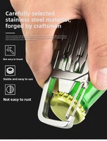 Ensemble de couteau de poche multi-outils pliable en acier inoxydable avec mousqueton et ouvre-bouteille de poche pour la réparation de porte-clés