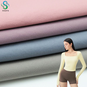 Tela Elástica de Alto Rendimiento en Cuatro Direcciones, 87% Nailon, 13% Elastano, Textura de Algodón Suave de Doble Cara para Confeccionar <span class=keywords><strong>Ropa</strong></span> Deportiva Ajustada de Yoga - Product Image 1