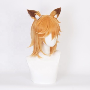 Perruque synthétique de <span class=keywords><strong>cosplay</strong></span> d'anime Senko <span class=keywords><strong>San</strong></span> Senko avec oreilles, courte de 35 cm, orange mélangée, en gros - Product Image 4