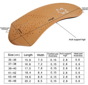 Semelles orthopédiques en EVA semi-cuir pour pieds plats, avec soutien de la voûte plantaire 3/4, personnalisables, vente chaude en usine - Product Image 6